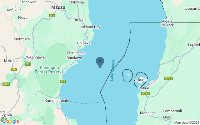 Kaart met locatie Malawimeer